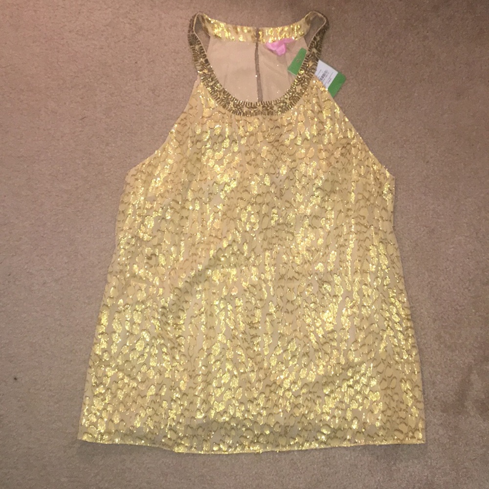 Lilly Pulitzer gold cheetah tank